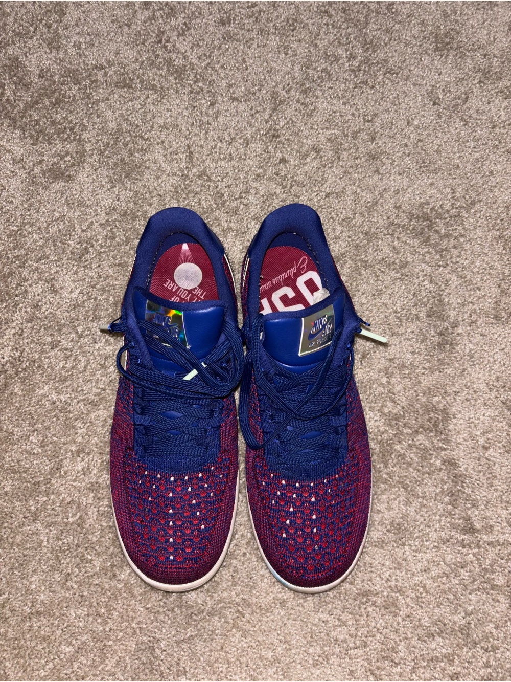 Nike Men’s Flyknit Sneakers in Blue & Burgundy